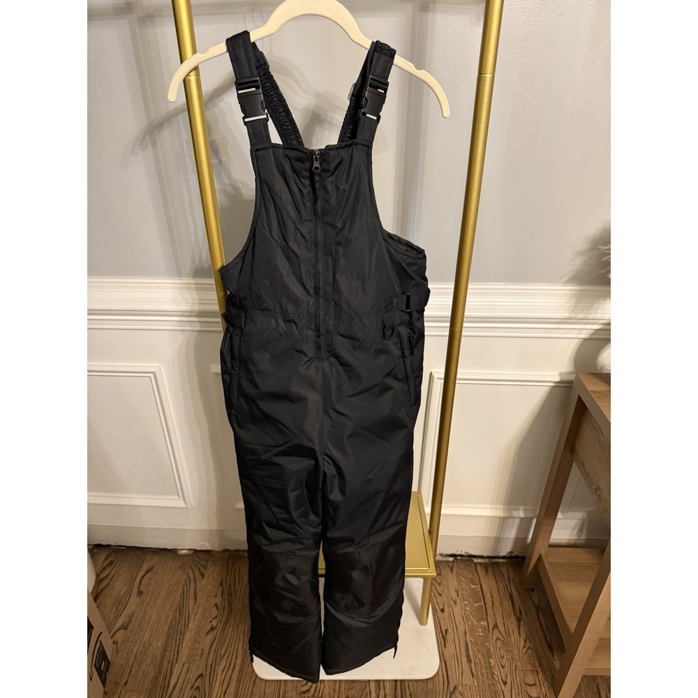 Cherokee Bib Snow Pants Youth 8/10 Black Reinforced Knees Adjustable Pockets NWT